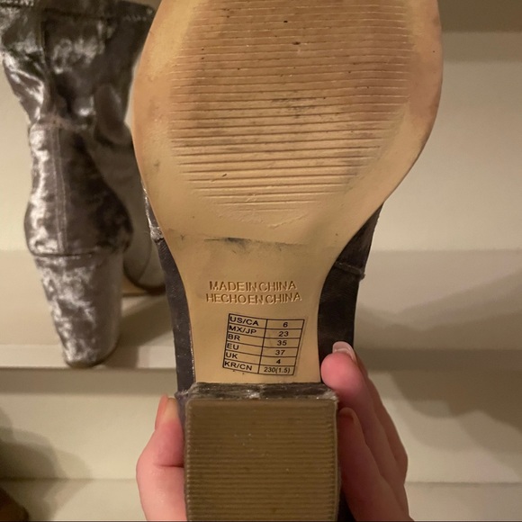 Forever21 Silver Velvet Boots - Picture 3 of 5